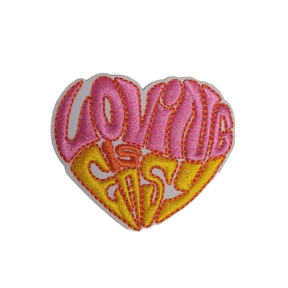 60s 70s Retro Cute Hippie Iron On Patch, Loving is Easy, 2"